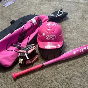 Rawlings Pink Kids Baseball Gear Set
